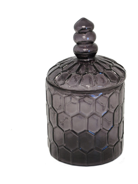 Vase General Use with Lid Glass In Gray Colour 13x13x23cm 1pcs