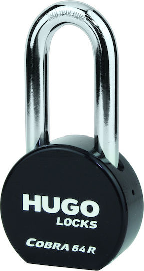 Hugo Locks Cobra 64R Стоманено Лукето Удължен с ключ 64мм Черен 1бр