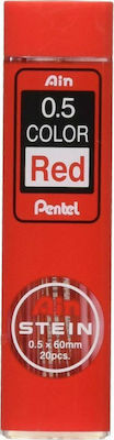 Pentel 20 Pencil Leads Ainstein Thickness 0.5mm Red