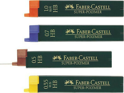 Faber-Castell 12 Bleistiftminen Nachfüllungen Super Polymer von Stärke 0.5mm Typ F