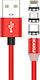 Kakusiga KSC-320 Braided / Magnetic Cablu USB la Lightning / Type-C / micro USB cu mai multe porturi 3A Roșu 1m