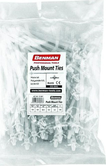 Benman Plastic Cable Ties 132mm x 4.8mm in White Colour 100 pcs
