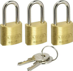 Abus 60/20 Padlock Brass with Key 20mm 3pcs