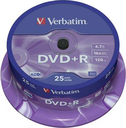 Verbatim Записваеми DVD+R 16x 4.7ГБ Кутия за торта 25бр