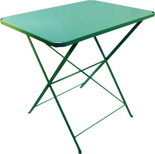 CHRIS0024001 Auxiliary Outdoor Foldable Metal Table Green 75x55x74cm