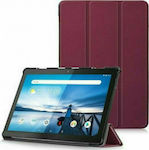 Tri-Fold Flip Cover Piele artificială Burgundia (Lenovo Tab M10 10.1" - Lenovo Tab M10 10,1")