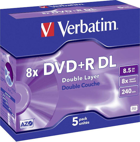 Verbatim Recordable DVD+R 8x Dual Layer 8.5GB 5pcs