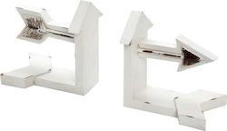 Wooden Bookend in White Color 29.5x9.2cm.