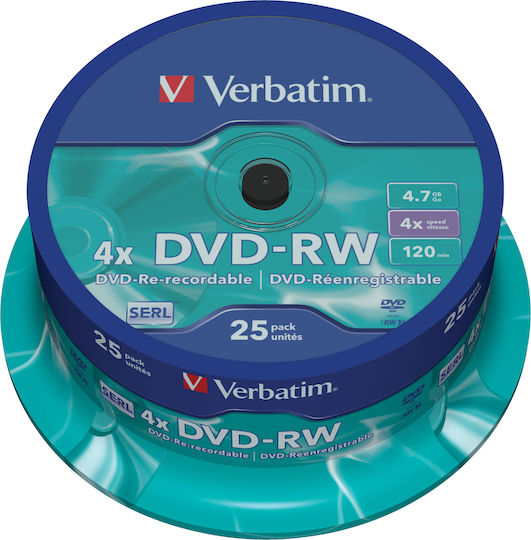 Verbatim Επανεγγράψιμα DVD-RW 4x 4.7GB Cake Box 25τμχ
