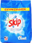 Skip Active Clean Απορρυπαντικό Ρούχων σε Σκόνη 20 Μεζούρες