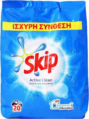 Skip Active Clean Απορρυπαντικό Ρούχων σε Σκόνη 20 Μεζούρες