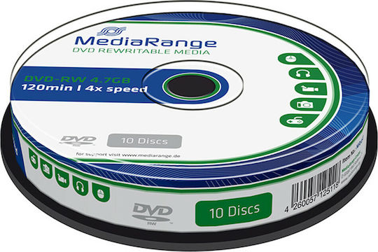 MediaRange Презаписваеми DVD-RW 4x 4.7ГБ Кутия за торта 10бр