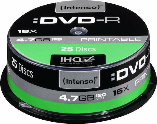 Intenso Εγγράψιμα DVD-R 16x 4.7GB Cake Box 25τμχ