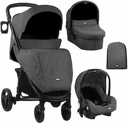 Kikka Boo Madrid 3 in 1 Verstellbar 3 in 1 Baby Kinderwagen Geeignet für Neugeborene Dark Grey Melange 9.5kg