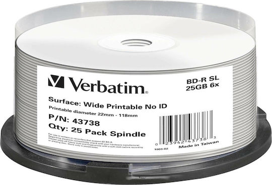 Verbatim Εγγράψιμα BD-R 6x 25GB Cake Box 25τμχ