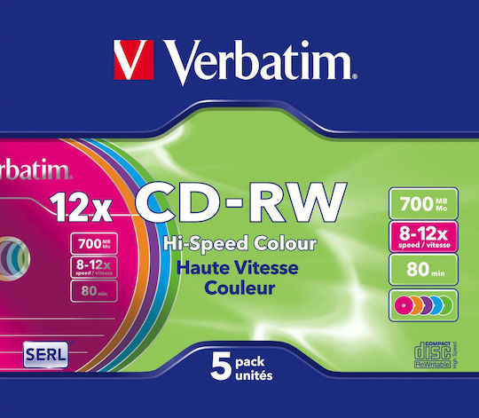 Verbatim Rewritable CD-RW 12x 700MB 5pcs