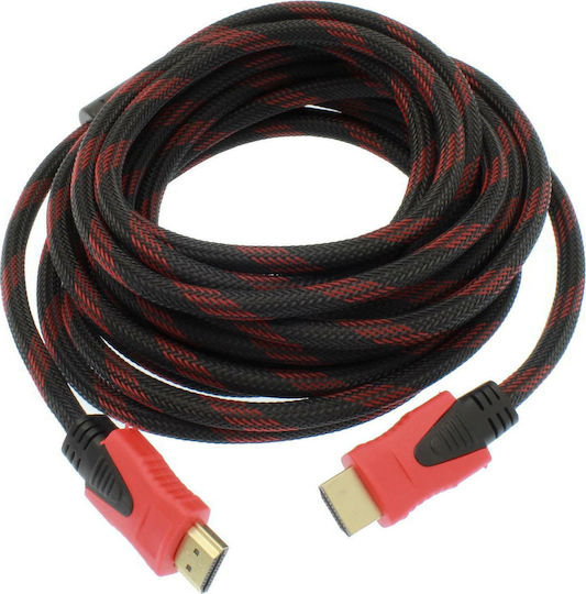 HDMI 1.4 High Speed 1080p 120Hz Braided Cable HDMI male - HDMI male 5m Κόκκινο