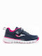 Tempo Jr Kids Sports Shoes Running with Hoop & Loop Closure Navy Blue