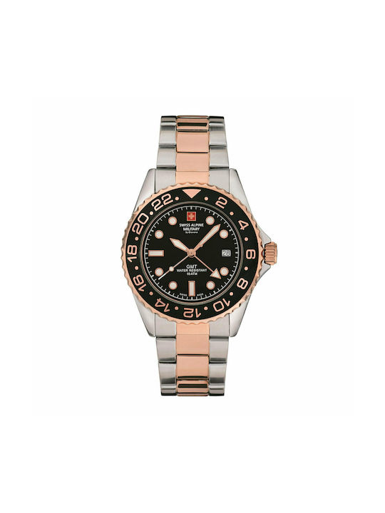 Swiss Alpine Military by Grovana Master Diver GMT Silver/Rose Gold
