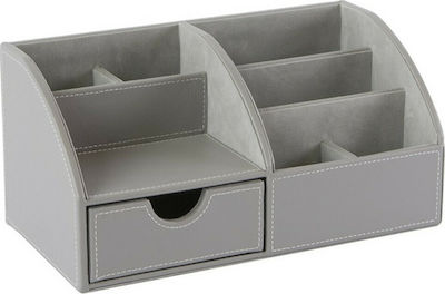 Piele Organizator de birou în culoarea Gri 29x15x14cm.