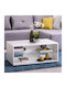 Rectangular Central Coffee Table Bert Wooden with Wheels White W101xL60xH45cm