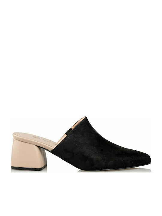 Envie Shoes Мули с Чуплив Висока Ток в Черно Цвят E02-11091-34