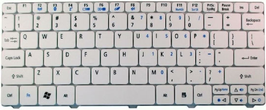 Лаптоп клавиатура за Acer D260/532H/D255/D270/521/533 без рамка и Английски език (САЩ) в бял цвят KEY-051
