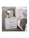 Uni No2F Wooden White Bedside Table 44.5x33.5x43cm