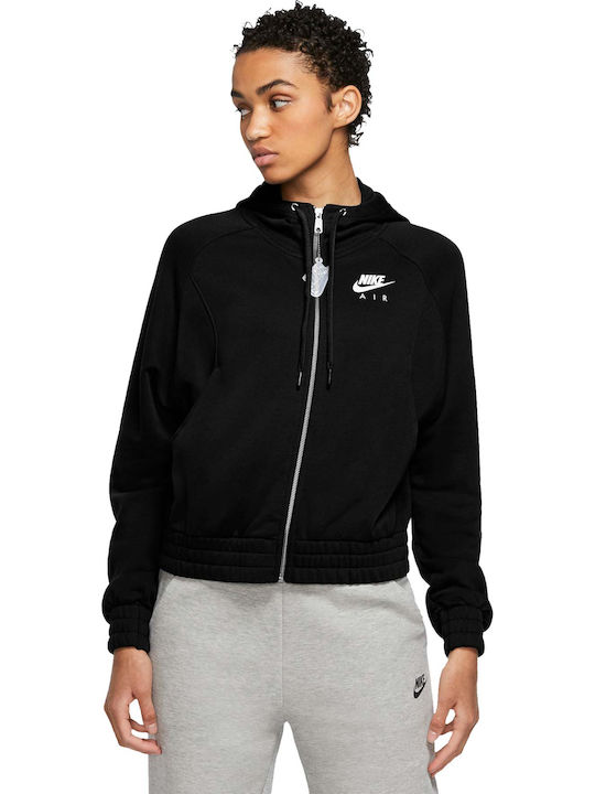 Nike Air Γυναικεία Φούτερ Ζακέτα με Κουκούλα Μαύρη