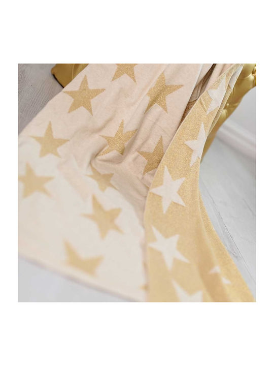 Bizzi Growin Κουβέρτα Αγκαλιάς & Λίκνου Gold Star Βαμβακερή Καφέ 70x90εκ.