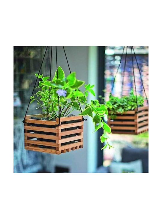 WOODEN HANGING POTTING POT 35X35X35