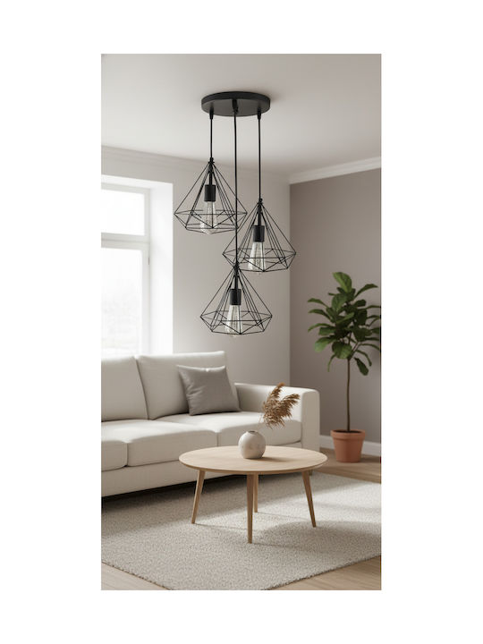 Stimeno Ciclio3200 Pendant Light Black Grid with Socket E27 20cm
