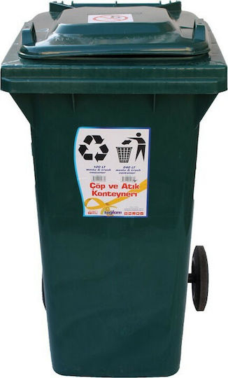 Homeplus Plastic Coș de gunoi Reciclare Coșuri de gunoi cu roți 240lt Verdeț