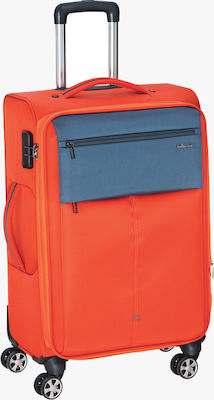 Bartuggi Cabin Travel Suitcase Fabric Orange with 4 Wheels Height 55cm