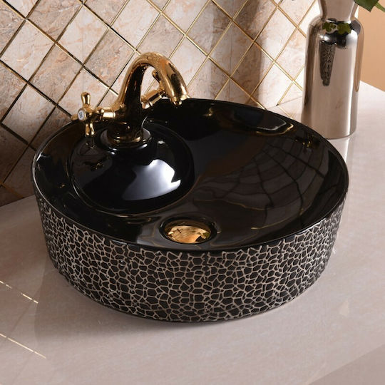 Inter Ceramic ICB870B Aufgesetztes Waschbecken Porzellan 41x41x13cm Schwarz