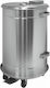Dianomiki Metallic Wheeled Waste Bin 70lt with Pedal Inox