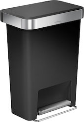 Simplehuman Πλαστικός Κάδος Απορριμμάτων με Πεντάλ 45lt Μαύρος