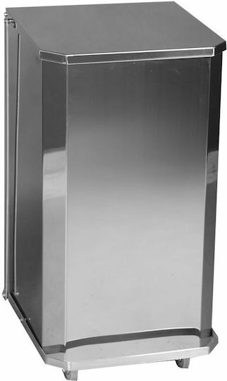 Ready Metallic Wheeled Waste Bin 90lt with Pedal Inox