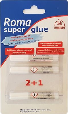 Romeo Maestri Klebstoff Flüssig Roma Super Glue 3τμχ 3Stück 1.5gr 1197003