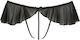 Cottelli Collection Flounced String with Pearl Necklace Femei Sexy Șir de caractere cu decupaje Black