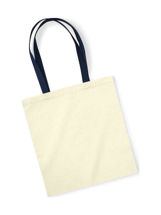 Westford Mill W801C Cotton Shopping Bag Natural/French Navy