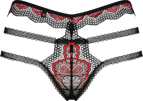Obsessive Megies Γυναικείο Sexy String Αυτοκινήτου Black/Red