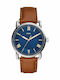 Fossil Copeland Herrenuhr 42mm Batterie mit Braun Lederarmband