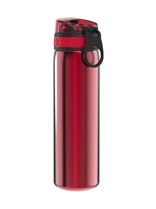 Ion8 Leak Proof Slim Stainless Steel Water Bottle 600ml Red