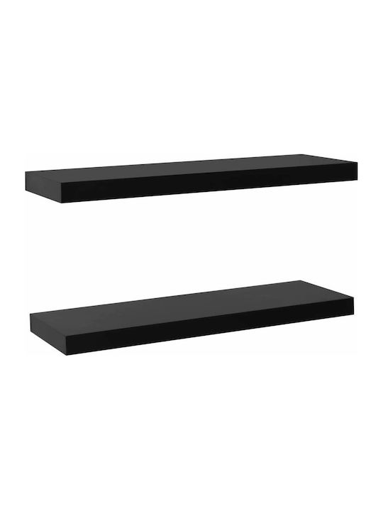 Shelves Wall S/2 Black 2pcs 80x20x3.8cm