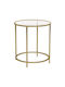 Round Glass Side Table Gold L50xW50xH55cm