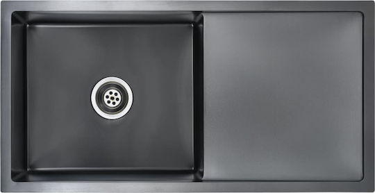 vidaXL Drop-In Sink Left Inox Brushed W87xD44cm Black