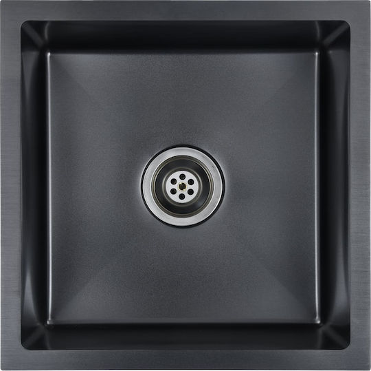 vidaXL Drop-In Sink Inox Brushed W44xD44cm Black