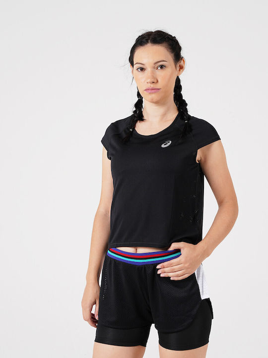 ASICS Future Tokyo Women's Athletic T-shirt Fast Drying with Sheer Polka Dot Black