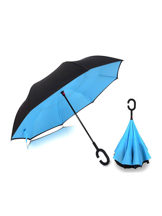 Kazbrella Umbrelă de ploaie cu baston de mers pe jos Albastru
